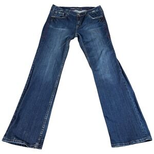 Cowgirl Tuff Co Hot Rod Red Bootcut Jeans Womens 35x35 (37x34.5) Blue Denim Logo